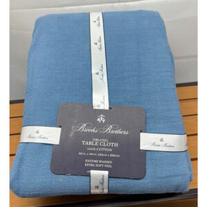 Brooks Brothers Oblong Tablecloth 100% Cotton 60"x144" Enzyme Washed Extra Soft